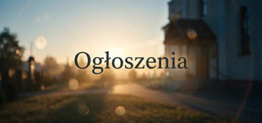 Grafika z napisem ogłoszenia służąca do ogłoszeń parafialnych